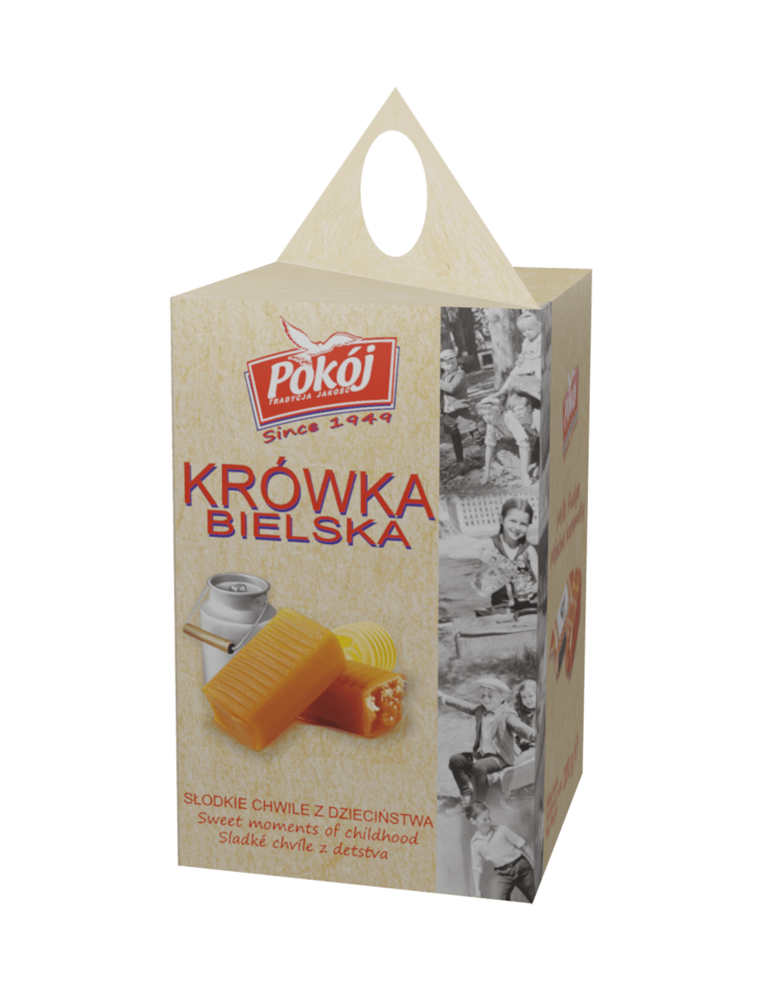Krówka Bielska Retro w kartoniku – tradycyjne krówki mleczne z masłem, Spółdzielnia POKÓJ