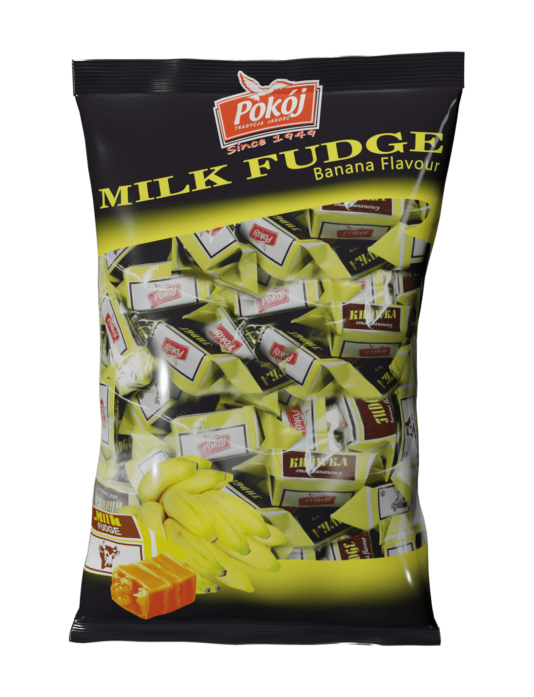 Krówka Bielska smakowa bananowa – krówki mleczne o smaku banana Spółdzielni POKÓJ