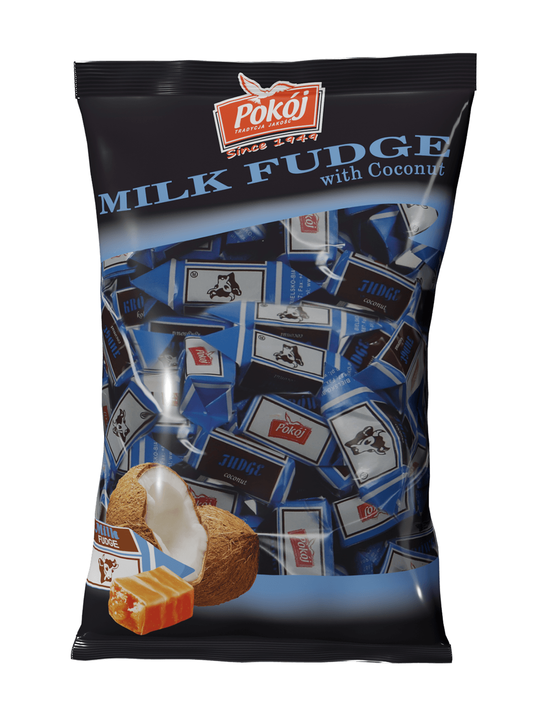 Krówka Bielska smakowa kokosowa – krówki mleczne z dodatkiem kokosa Spółdzielni POKÓJ