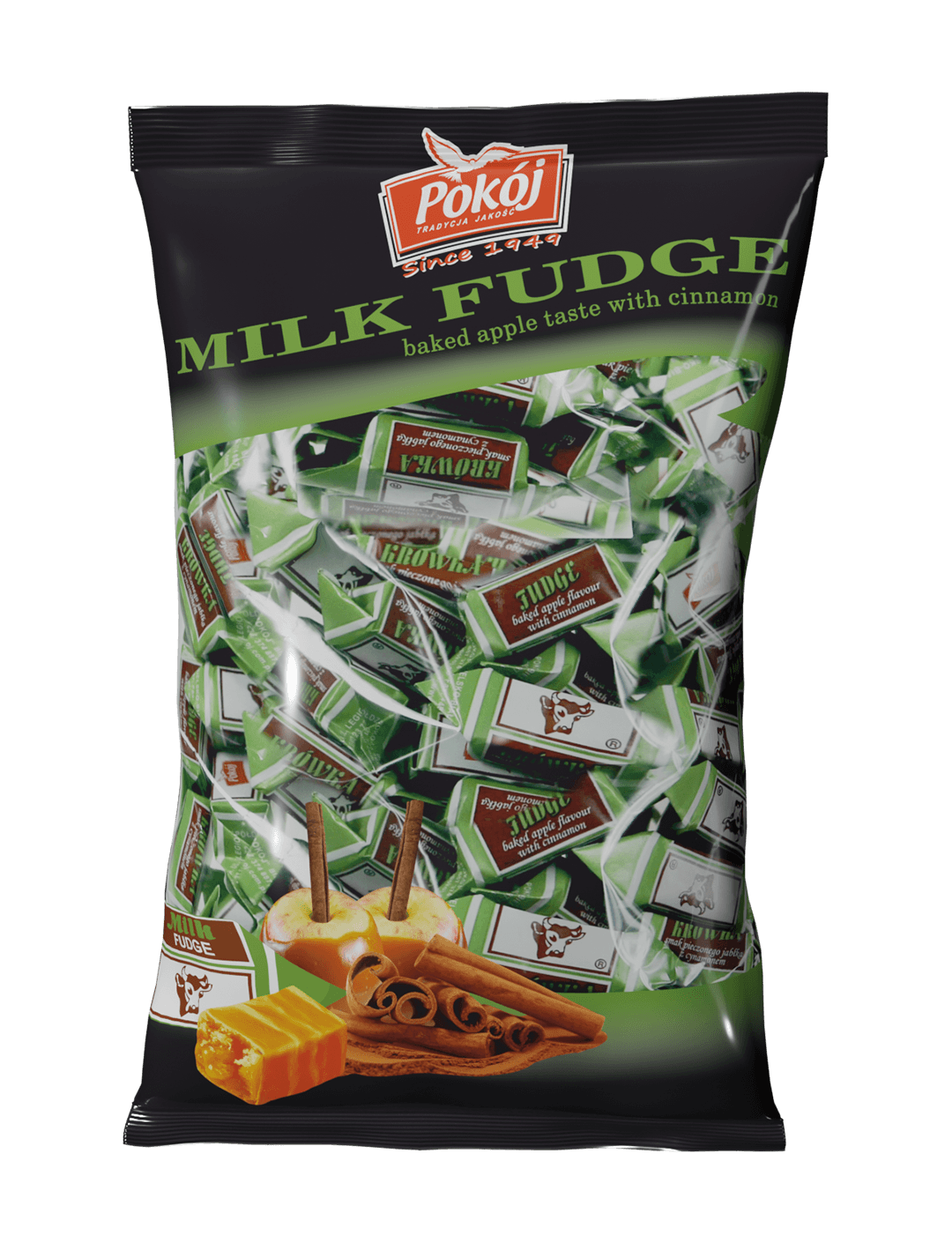 Krówka Bielska smakowa pieczone jabłko z cynamonem – krówki mleczne Spółdzielni POKÓJ