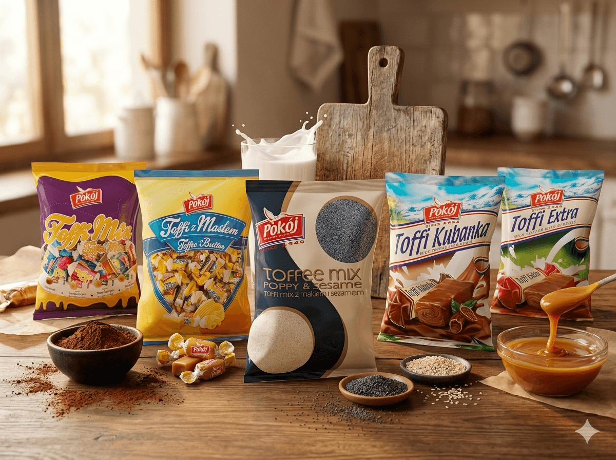 Cukierki toffi o różnych smakach Spółdzielnia POKÓJ