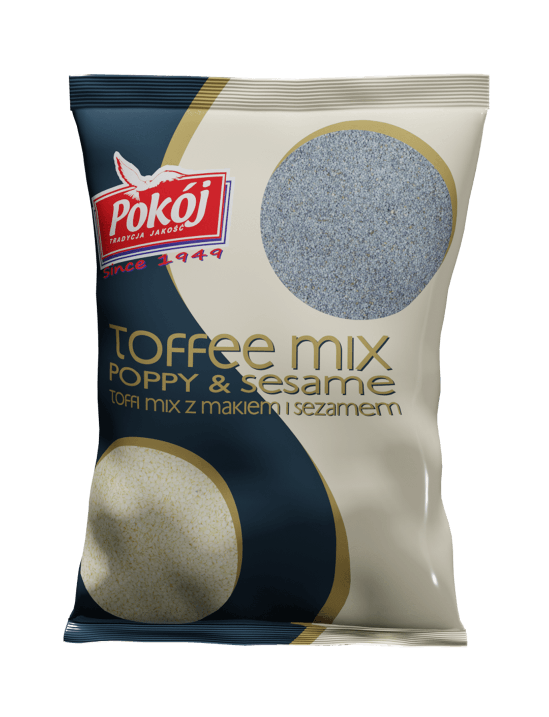 Cukierki toffi z makiem i sezamem w opakowaniu worek Spółdzielnia POKÓJ